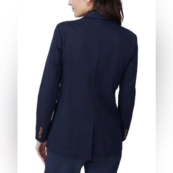 J. McLaughlin Merona Linen Tencel Cotton Blend Blazer Jacket Navy Size 10 - Picture 2 of 12